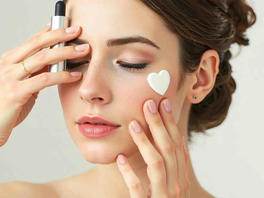 Persona che applica delicatamente il siero VitaleBellezza sul viso, con espressione rilassata e pelle luminosa.